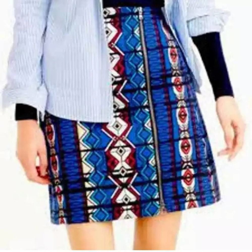 NWOT J.Crew Windowpane Jacquard Mini Zipper Front Skirt, Size 6, C9140